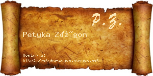 Petyka Zágon névjegykártya